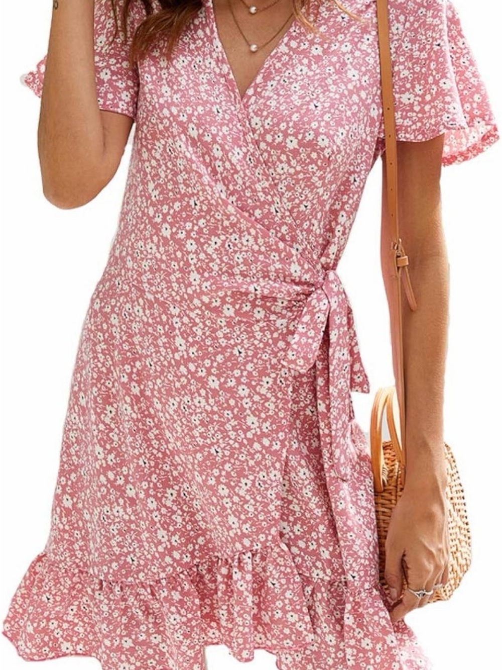 Naggoo Pink Floral Wrap Dress Size S